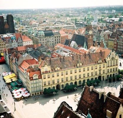 Widok na rynek główny we Wrocławiu