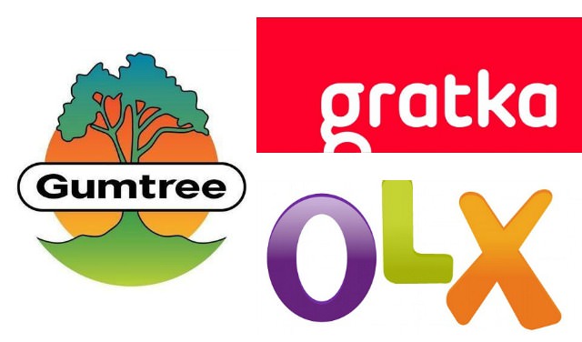 Loga serwisów ogłoszeniowych olx, gumtree i gratka